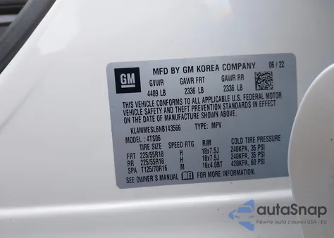 2022 Buick Encore Gx Awd Select из США, поврежденный, VIN KL4MMESL6NB143566